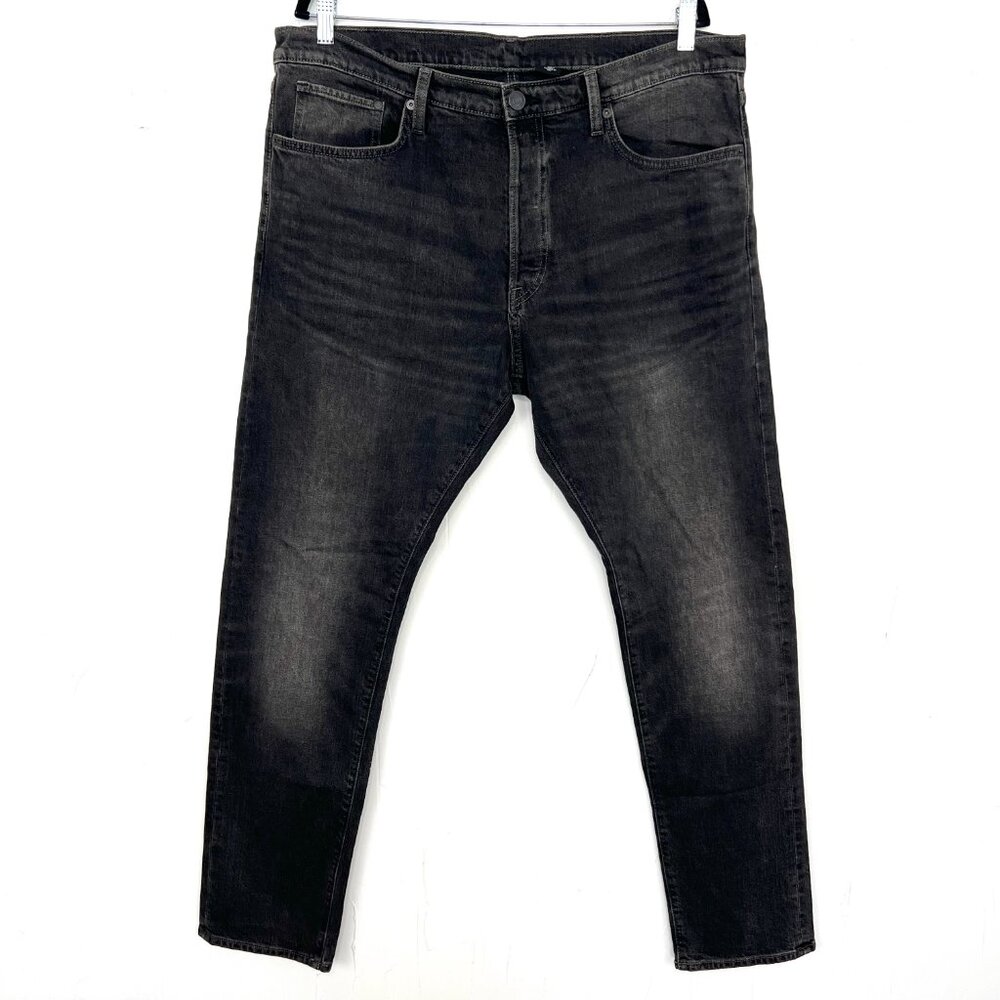 H&M &Denim Slim Straight Jeans Men's Size 38x34 Grey‎ Hidden Button Fly
